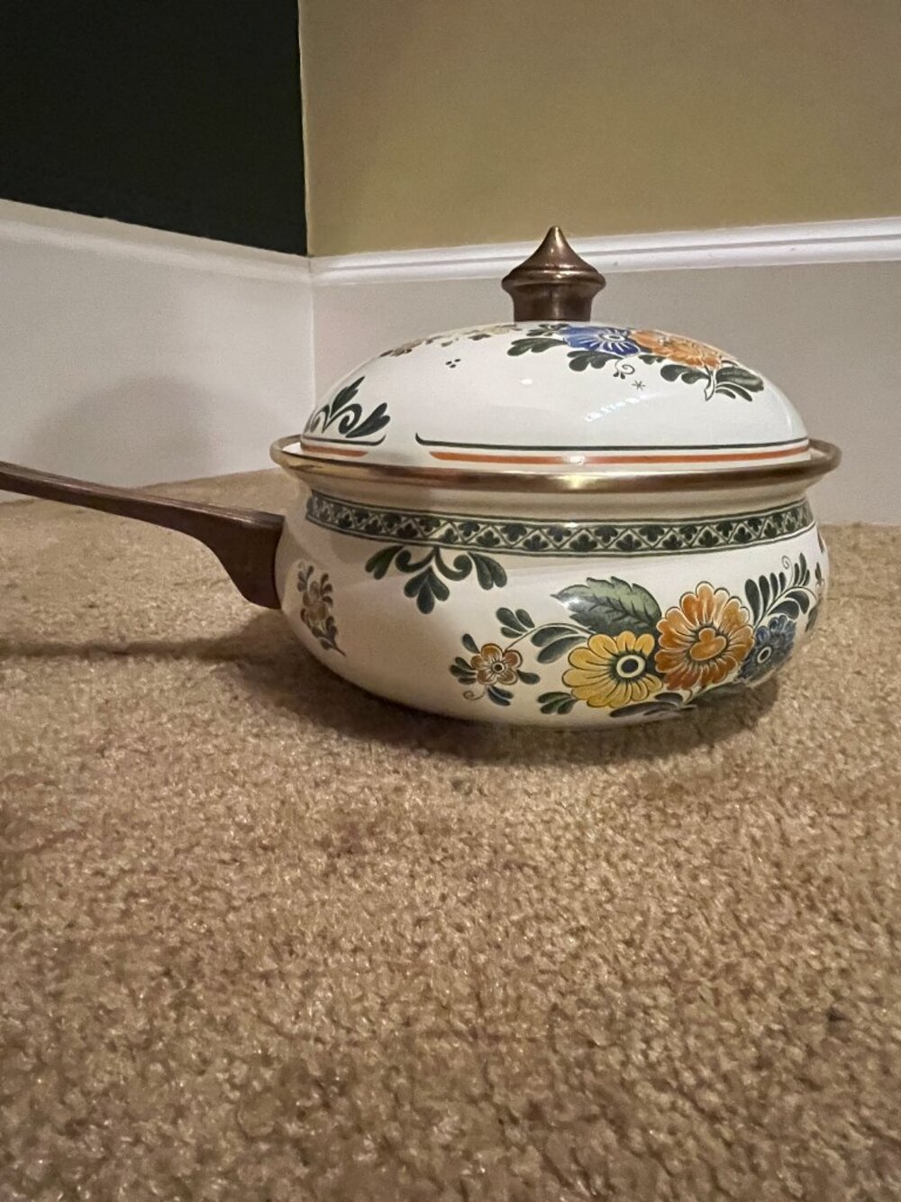 Vintage Asta German Enamelware large saucepan with lid